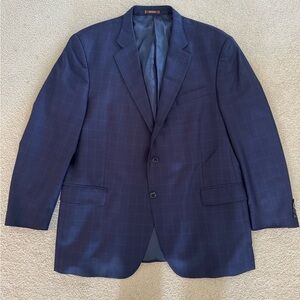 Peter Millar Navy Blue with Square Check pattern Sport Coat with Notched Lapels